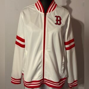 White and Red Varsity Bomber Jacket